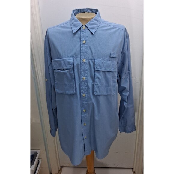 Exofficio Men's Fishing Outdoor Shirt XXL Insect Shield Repellant Apparel Blue - Picture 1 of 16